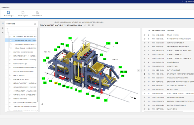 MasaDocs: Access to the mechanical parts catalog